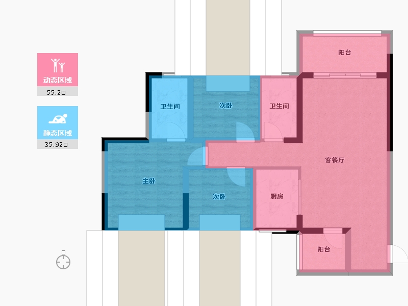 四川省-广安市-承平盛世7期·月湖里-89.06-户型库-动静分区