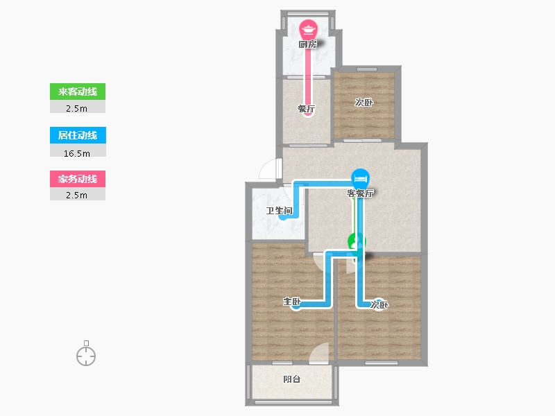 江苏省-南京市-福建省教工单位宿舍-85.00-户型库-动静线