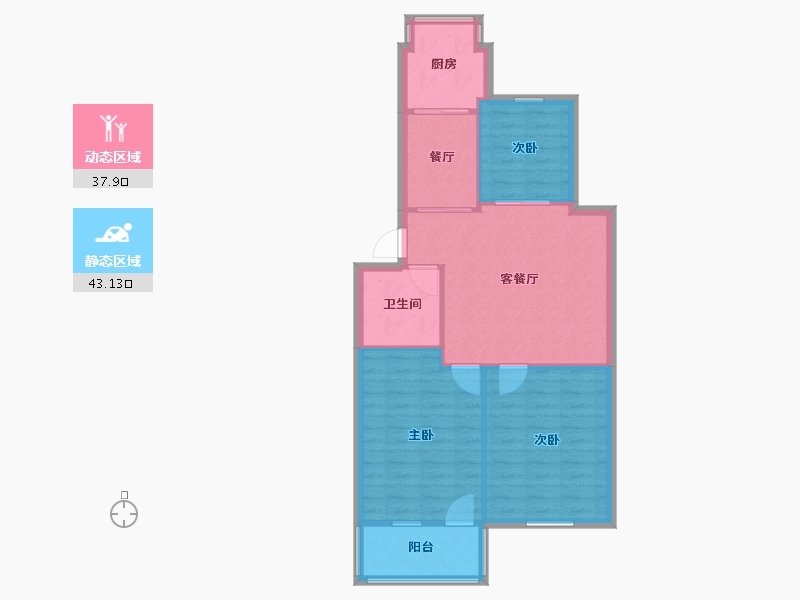 江苏省-南京市-福建省教工单位宿舍-85.00-户型库-动静分区