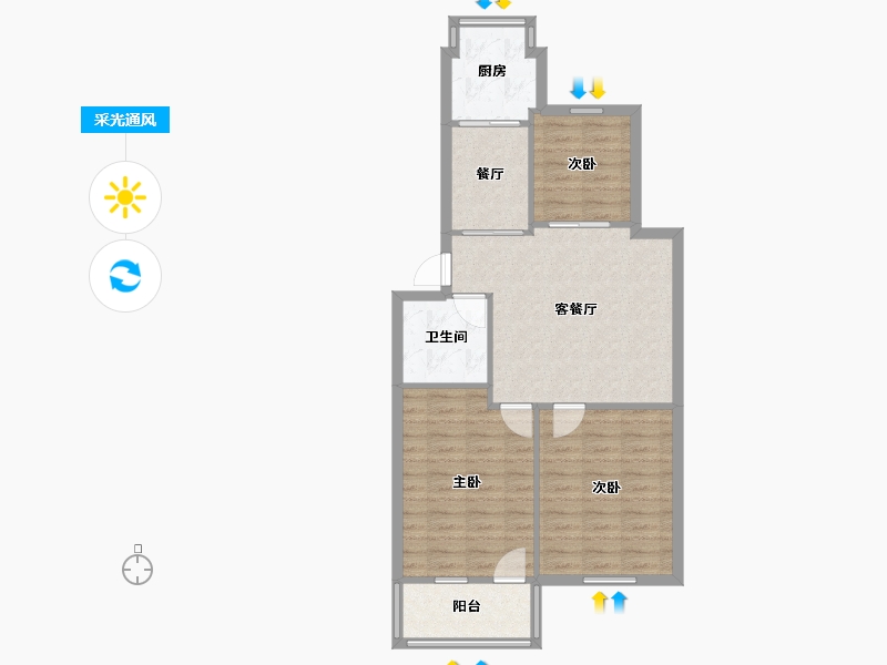 江苏省-南京市-福建省教工单位宿舍-85.00-户型库-采光通风