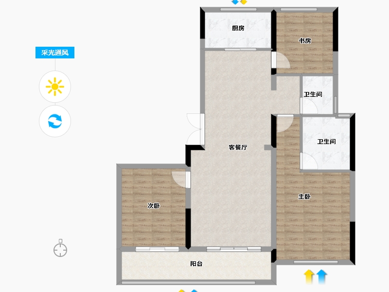 浙江省-绍兴市-芯馨雅园-110.32-户型库-采光通风