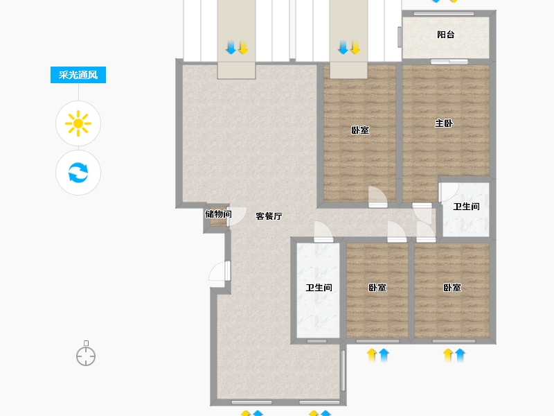 河南省-洛阳市-湖滨苑-144.00-户型库-采光通风