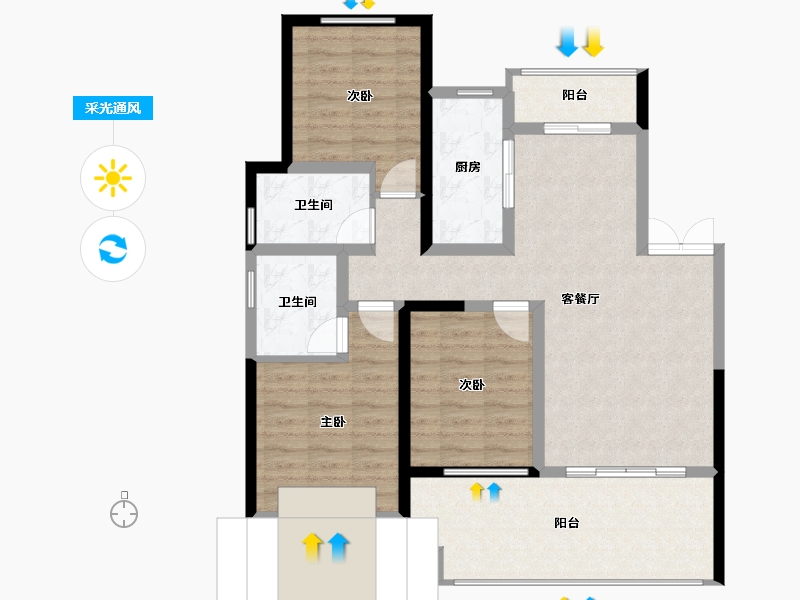 湖北省-十堰市-新时代江屿城-120.18-户型库-采光通风