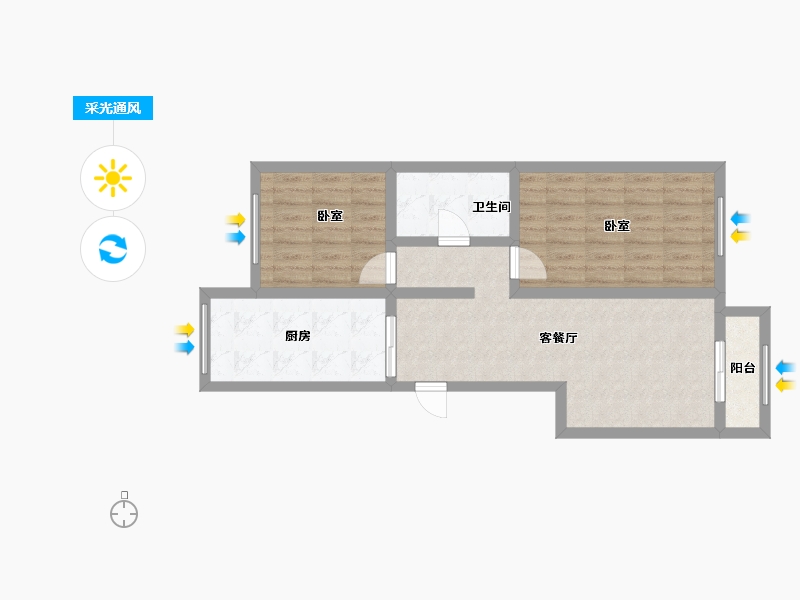 河北省-唐山市-景泰翰林-西区-75.00-户型库-采光通风