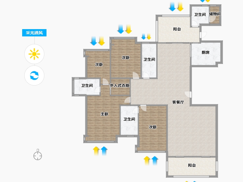 福建省-泉州市-东海湾御花园-240.99-户型库-采光通风