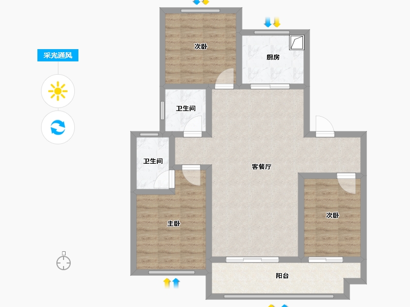 山东省-德州市-阳光佳苑-115.00-户型库-采光通风