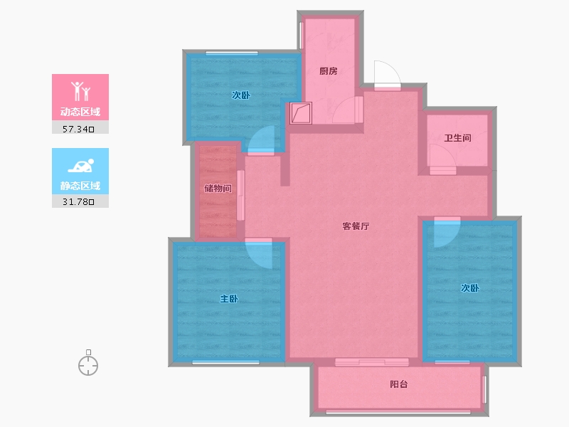 河北省-邢台市-传世福邸-83.20-户型库-动静分区