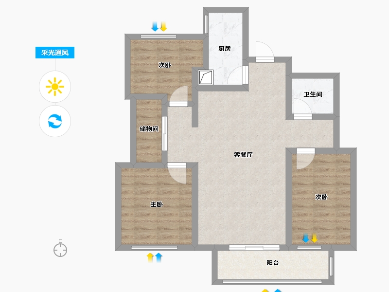 河北省-邢台市-传世福邸-83.20-户型库-采光通风