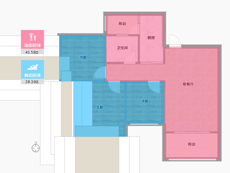 广西壮族自治区-南宁市-汇东郦城-63.45-户型库-动静分区