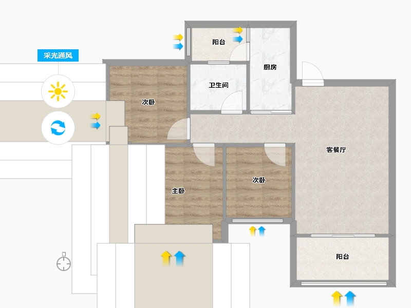 广西壮族自治区-南宁市-汇东郦城-63.45-户型库-采光通风