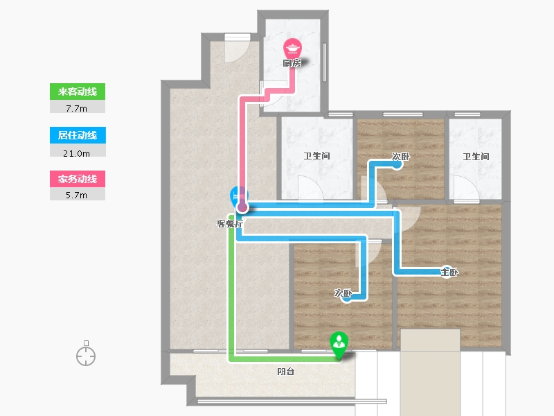 湖北省-武汉市-百步亭和谐里-85.50-户型库-动静线