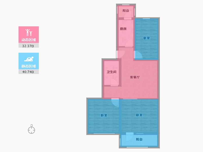 北京-北京市-福苑小区-61.80-户型库-动静分区