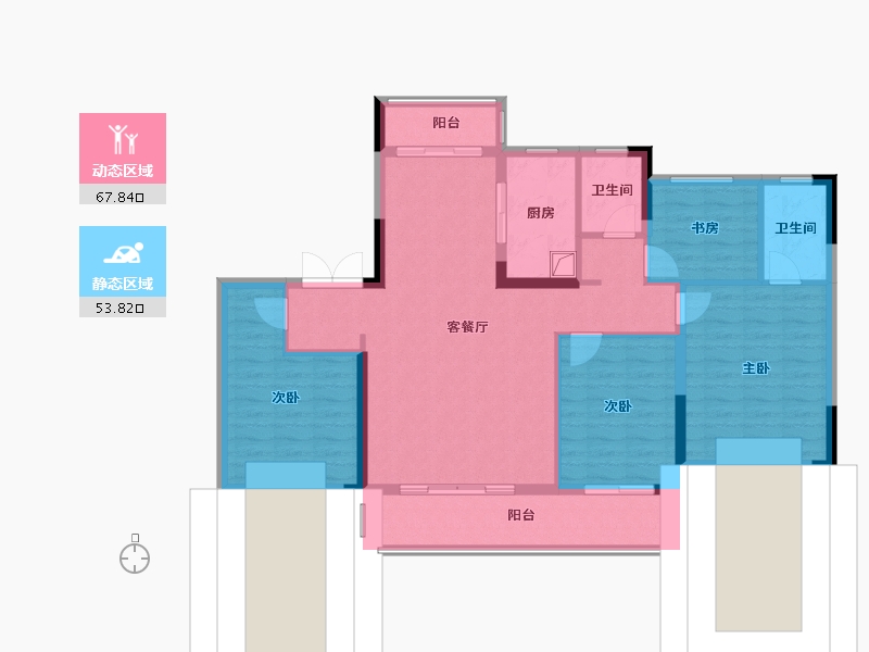 湖南省-衡阳市-万达酃湖书院小区-114.40-户型库-动静分区