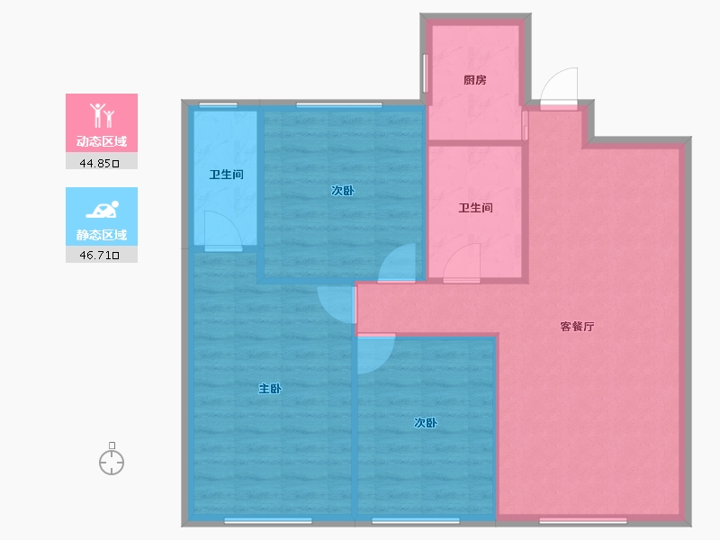 内蒙古自治区-赤峰市-航安金和城-B区-92.95-户型库-动静分区