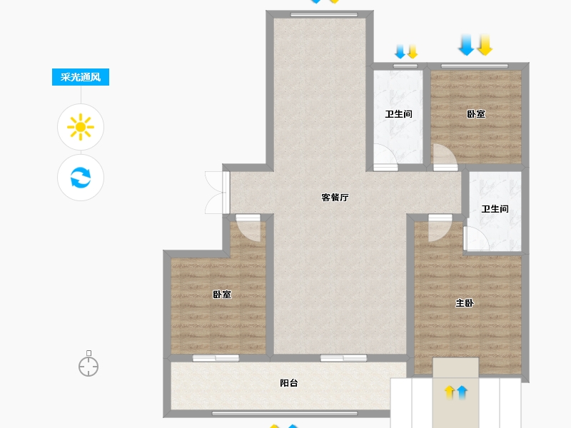 山东省-潍坊市-东方天韵-103.20-户型库-采光通风