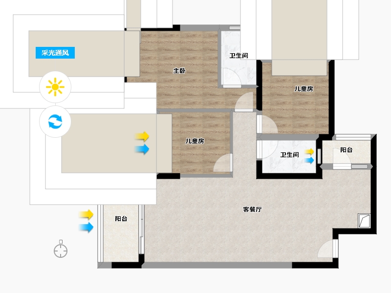 广东省-中山市-金鹰半山花园-78.40-户型库-采光通风