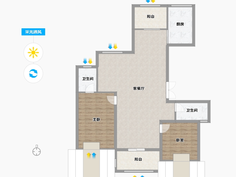 浙江省-金华市-望湖豪苑-104.77-户型库-采光通风