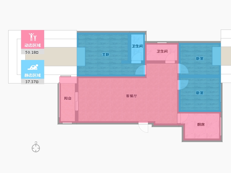 广东省-珠海市-优仕雅苑-75.20-户型库-动静分区