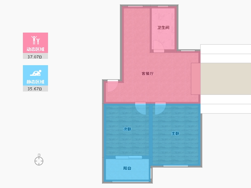 上海-上海市-漪园新村-66.40-户型库-动静分区