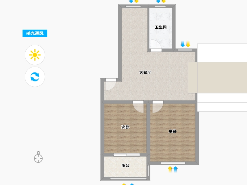 上海-上海市-漪园新村-66.40-户型库-采光通风