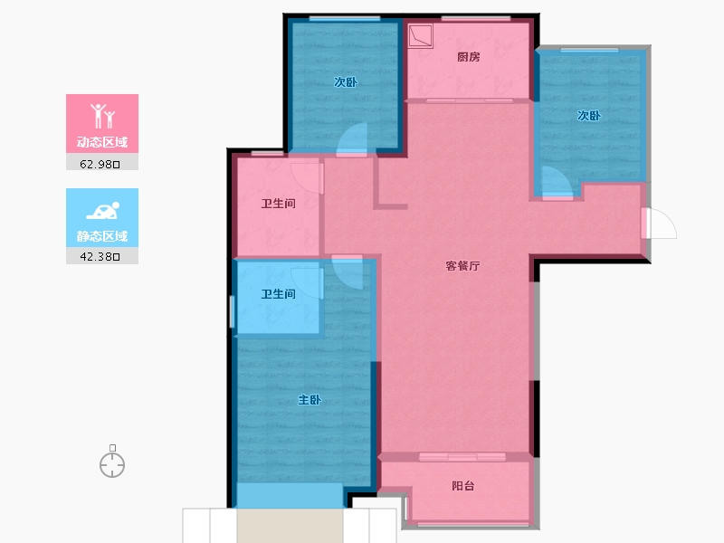 陕西省-榆林市-绿城大锦 留香园-107.20-户型库-动静分区