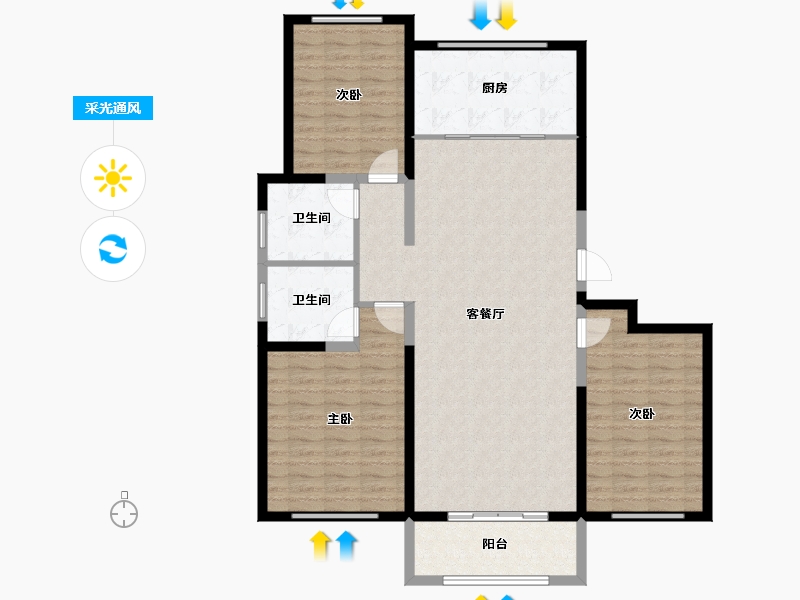 山东省-德州市-金辰公馆-118.50-户型库-采光通风