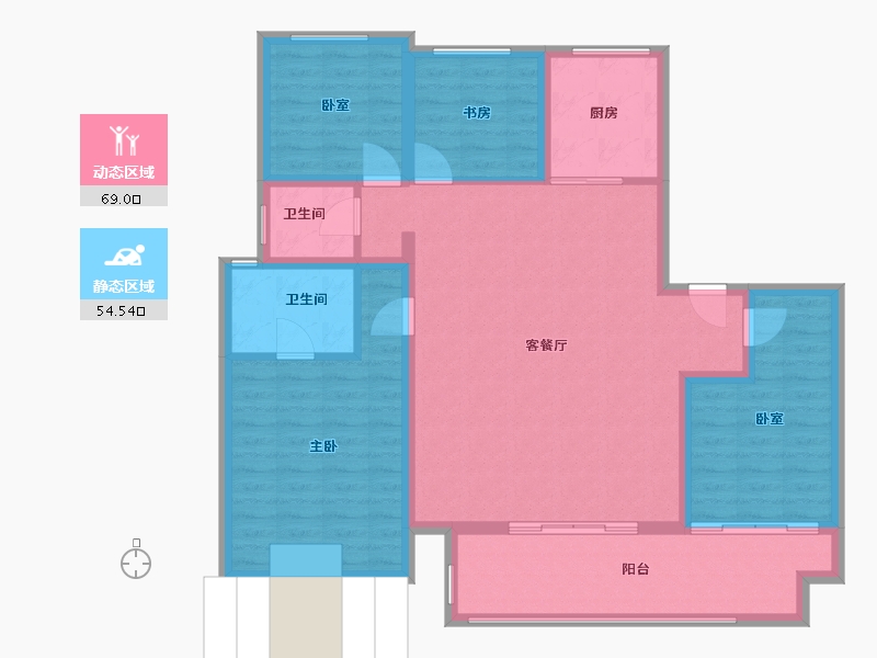 陕西省-咸阳市-渭水朝阳-114.40-户型库-动静分区