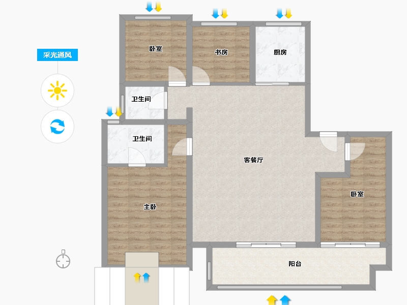 陕西省-咸阳市-渭水朝阳-114.40-户型库-采光通风