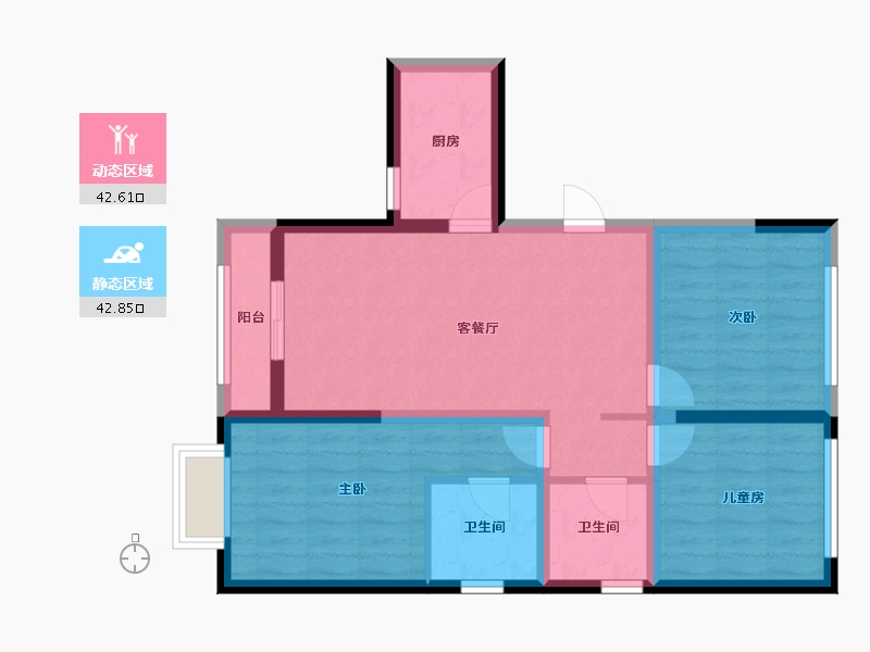 天津-天津市-雍澜园-85.60-户型库-动静分区