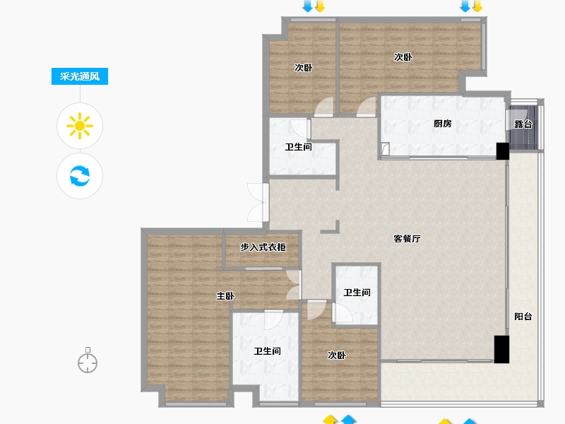 江西省-南昌市-华侨城万科世纪水岸-184.00-户型库-采光通风