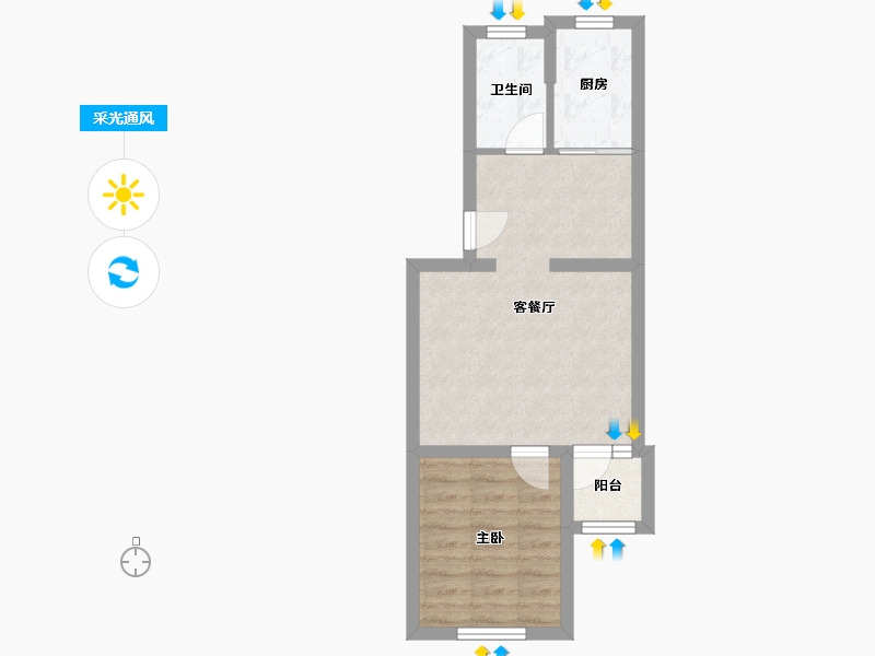 北京-北京市-龙华园1区-46.40-户型库-采光通风