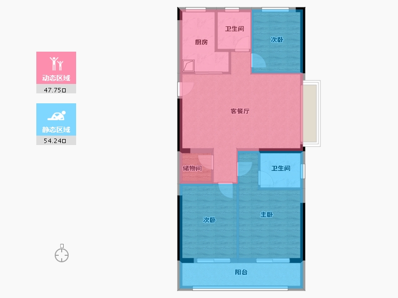 浙江省-宁波市-荣安文澜望庄-91.82-户型库-动静分区