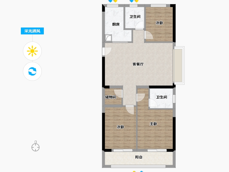 浙江省-宁波市-荣安文澜望庄-91.82-户型库-采光通风