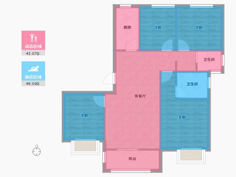 河南省-郑州市-正商启盛华庭-88.00-户型库-动静分区