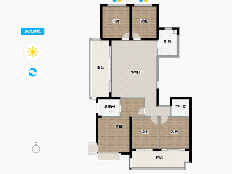 浙江省-金华市-新湖香格里拉-113.60-户型库-采光通风