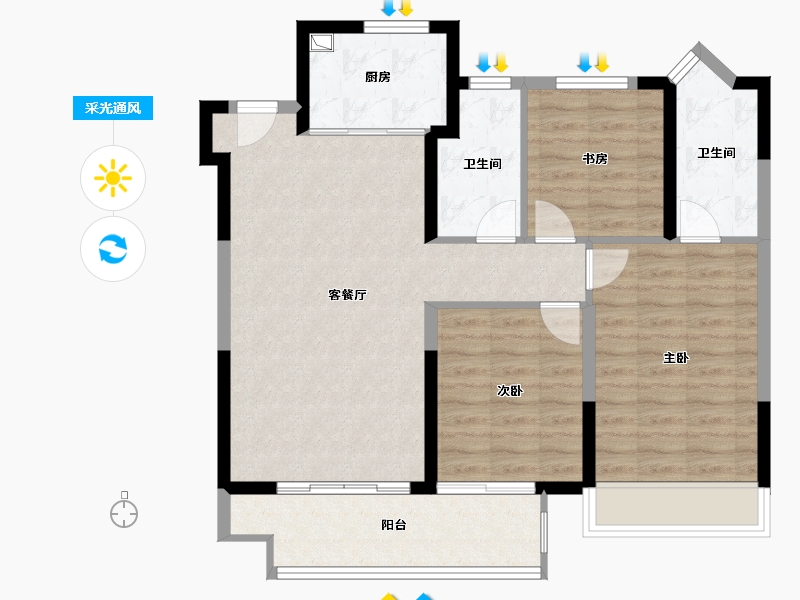 江苏省-宿迁市-卓越华耀时代-89.60-户型库-采光通风