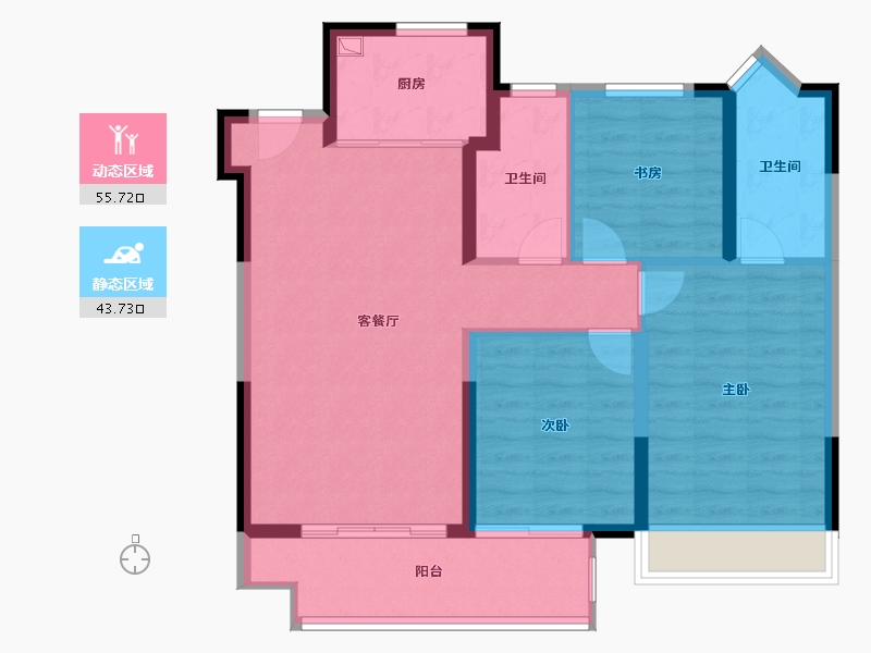 江苏省-宿迁市-卓越华耀时代-89.60-户型库-动静分区