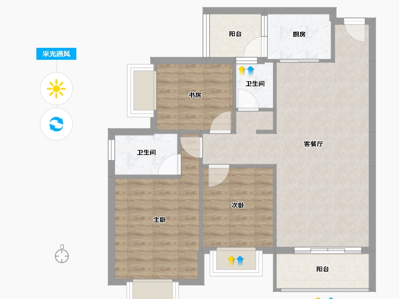 贵州省-贵阳市-两夹坡小区-79.71-户型库-采光通风