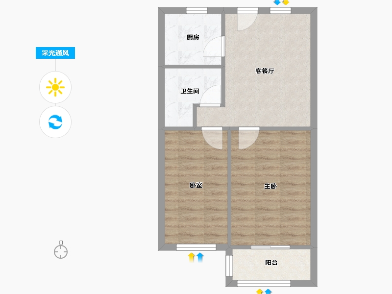 北京-北京市-惠新里-53.72-户型库-采光通风