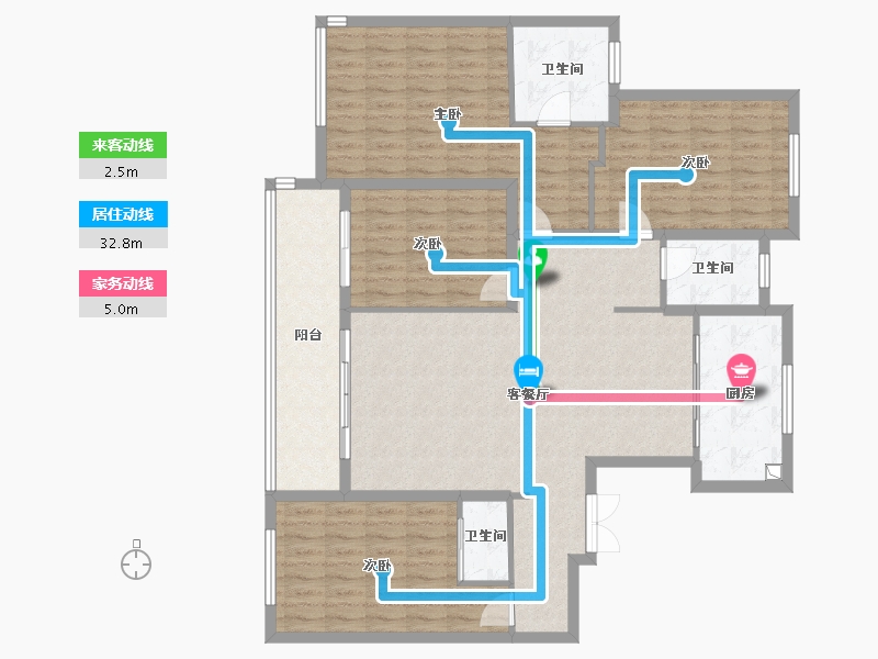 安徽省-淮南市-山南国宾府-136.80-户型库-动静线