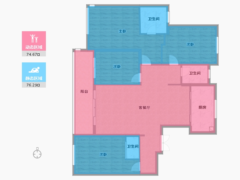 安徽省-淮南市-山南国宾府-136.80-户型库-动静分区