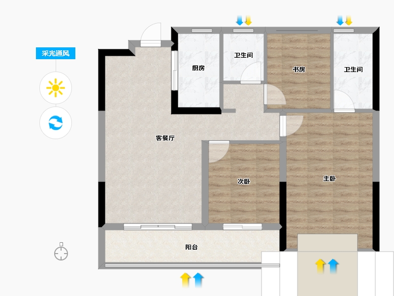 浙江省-温州市-新希望玉锦麟-78.89-户型库-采光通风