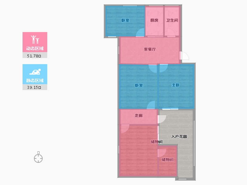 江苏省-南京市-扬子十二村-66.00-户型库-动静分区