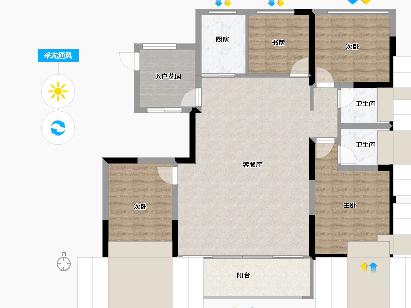 河南省-安阳市-鼎胜银河湾-113.46-户型库-采光通风