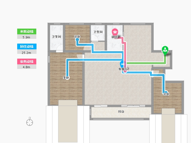 山西省-长治市-武乡 祥瑞府 B区 C户型-128.00-户型库-动静线