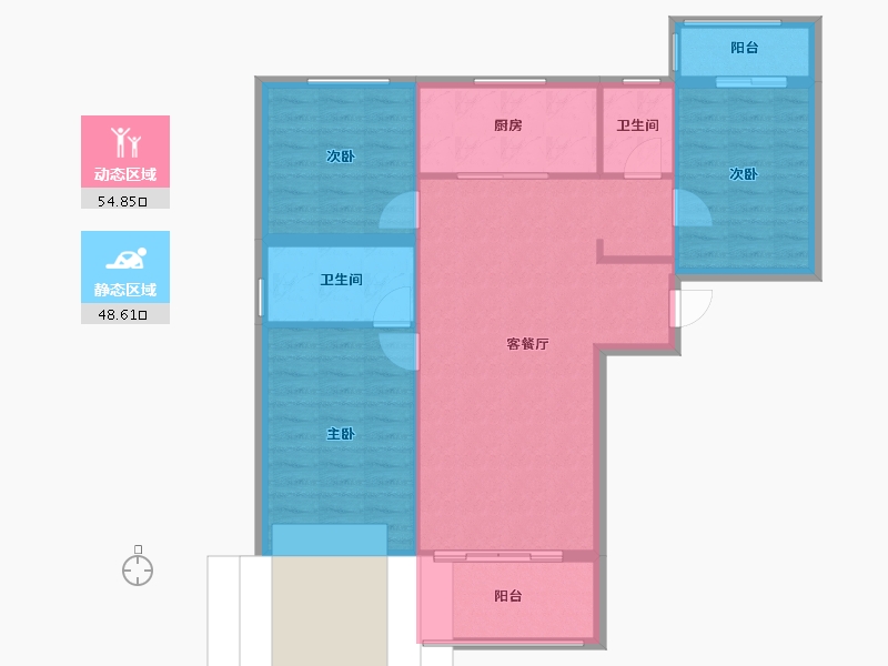 陕西省-西安市-万科东望-128.00-户型库-动静分区