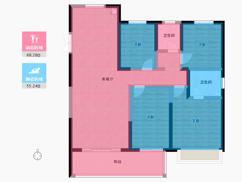 陕西省-渭南市-渭南宏帆人和府-109.60-户型库-动静分区