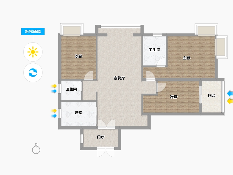 湖北省-武汉市-清江山水-101.33-户型库-采光通风