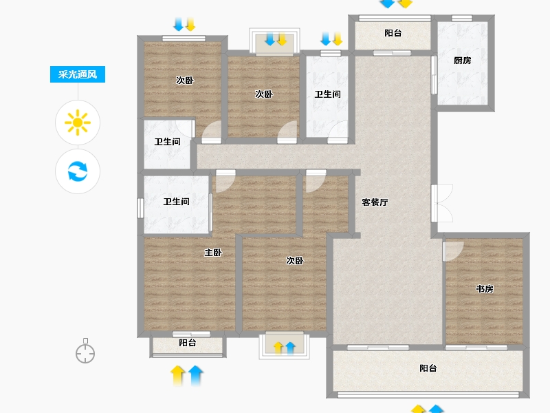 贵州省-遵义市-润扬思州壹品-168.61-户型库-采光通风