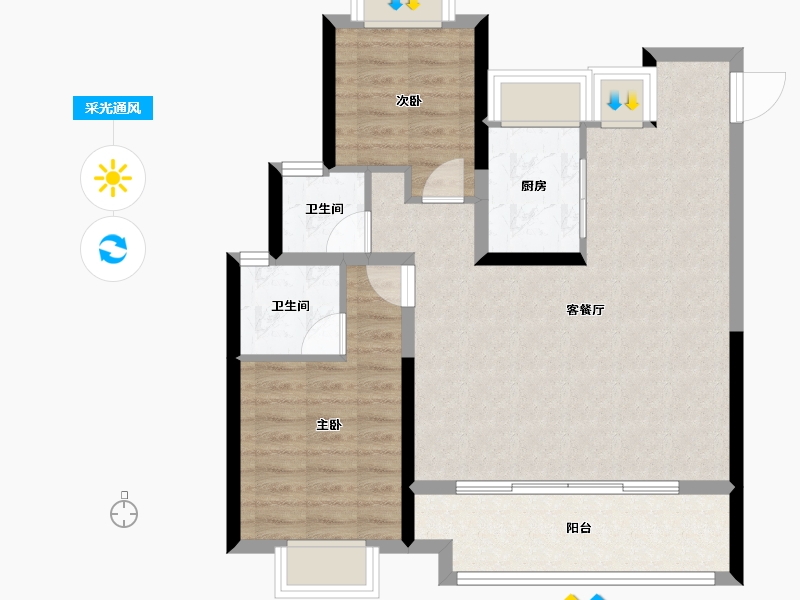 湖北省-武汉市-中建福地星城-76.49-户型库-采光通风